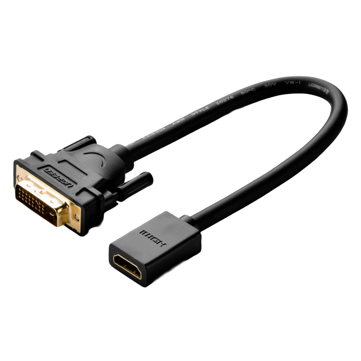 UGreen DVI to HDMI Cable Adapter 15cm | Male to Female | 1080p Full HD – Black-1