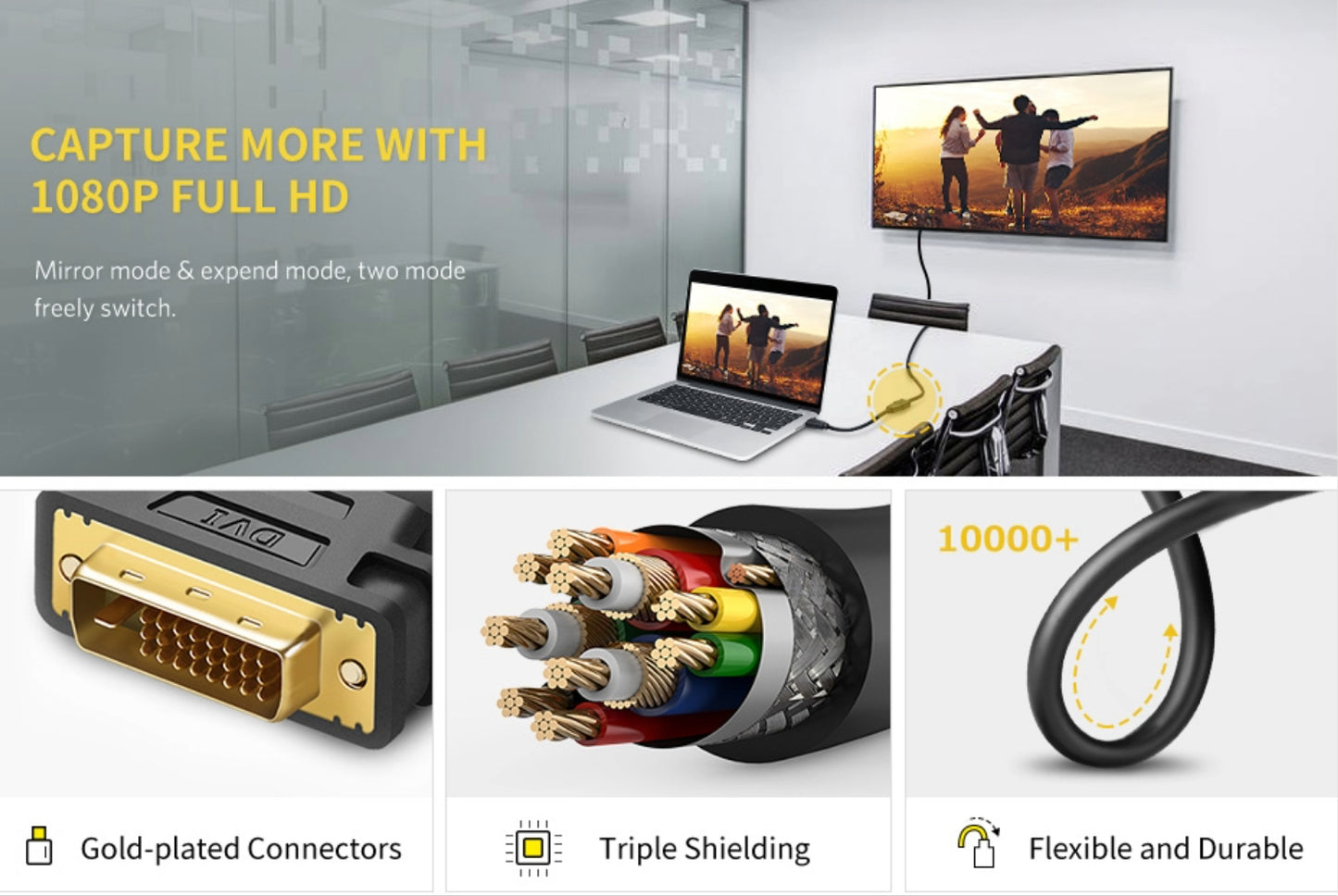 UGreen DVI to HDMI Cable Adapter 15cm | Male to Female | 1080p Full HD – Black-2
