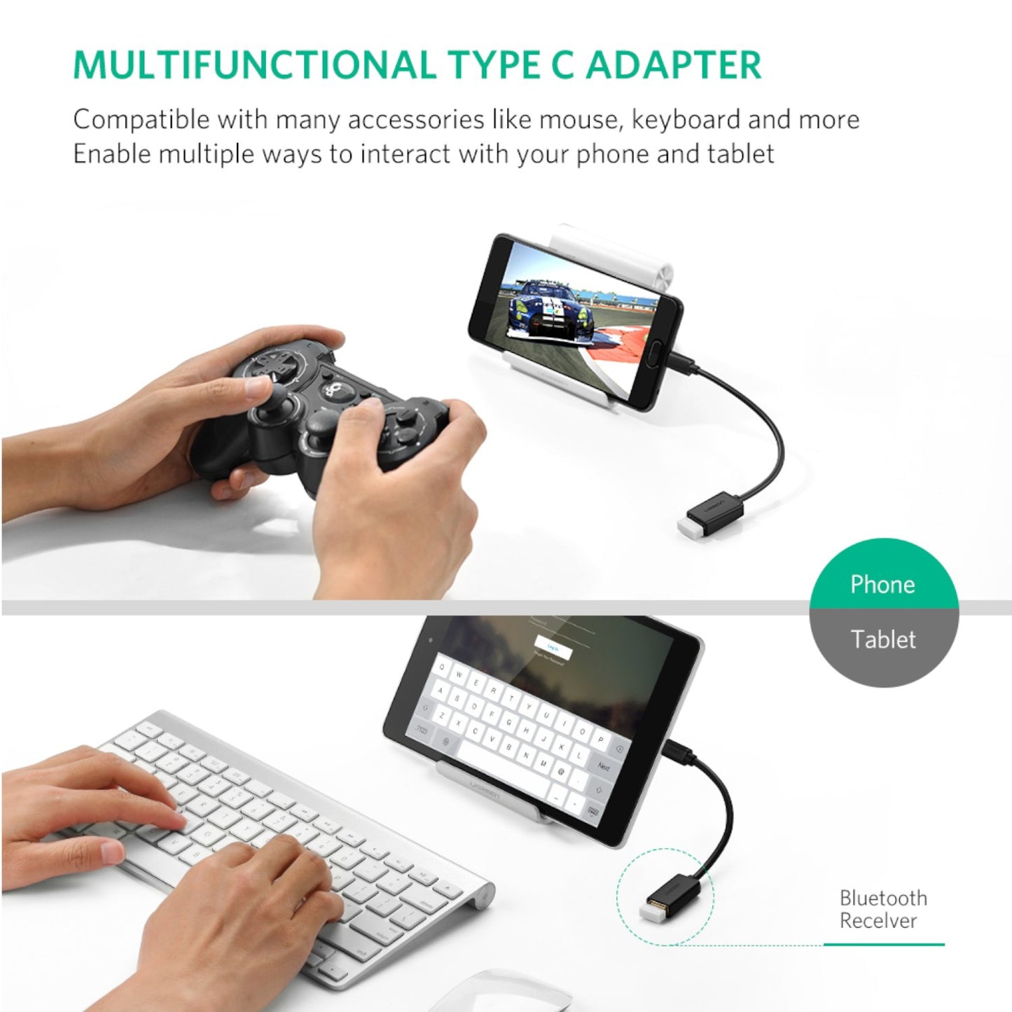 UGreen Type-C to USB-A Adapter (Male to Female, 15cm)– Black-4