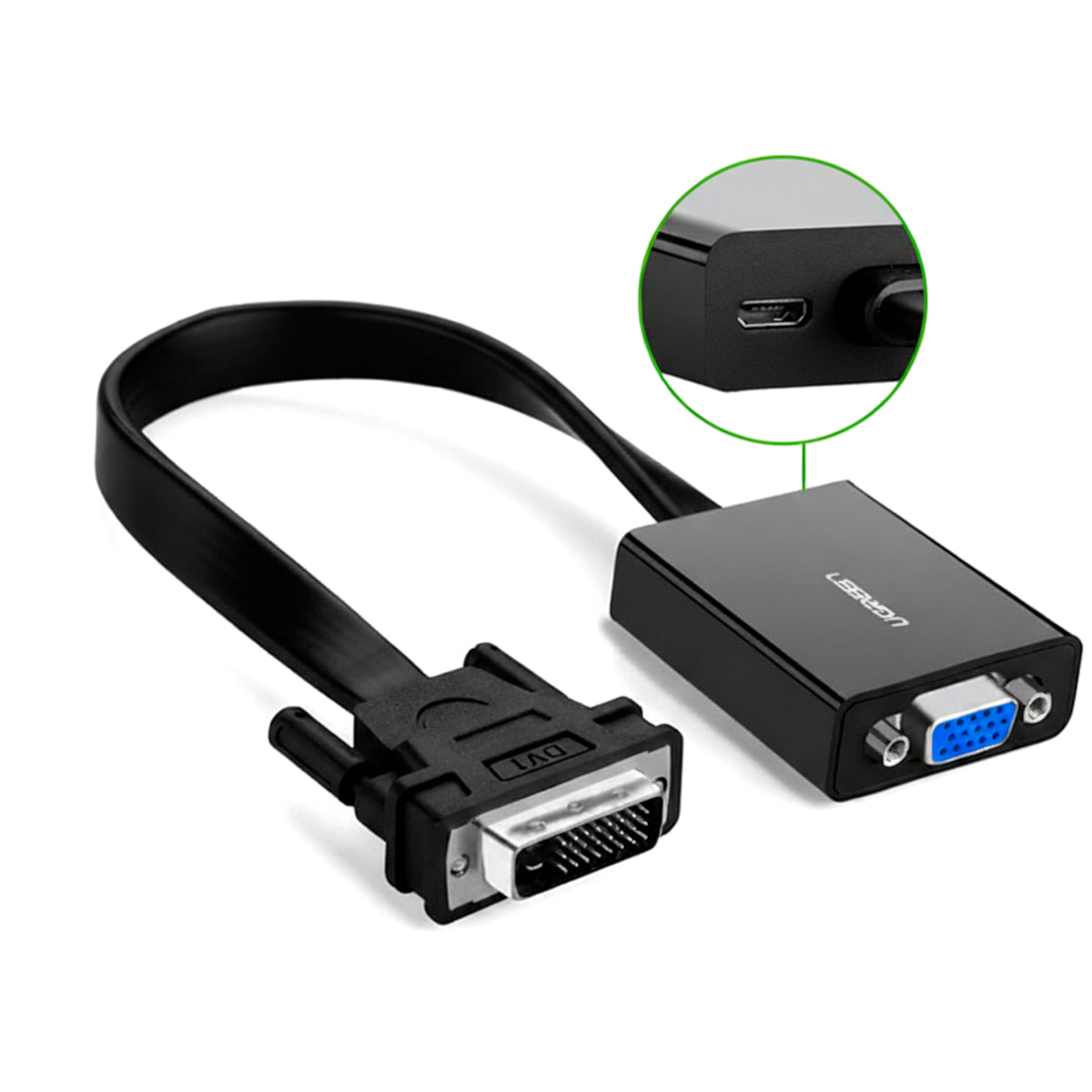 UGreen DVI-D 24+1 to VGA Active Video Adapter (Male to Female) – Black-0