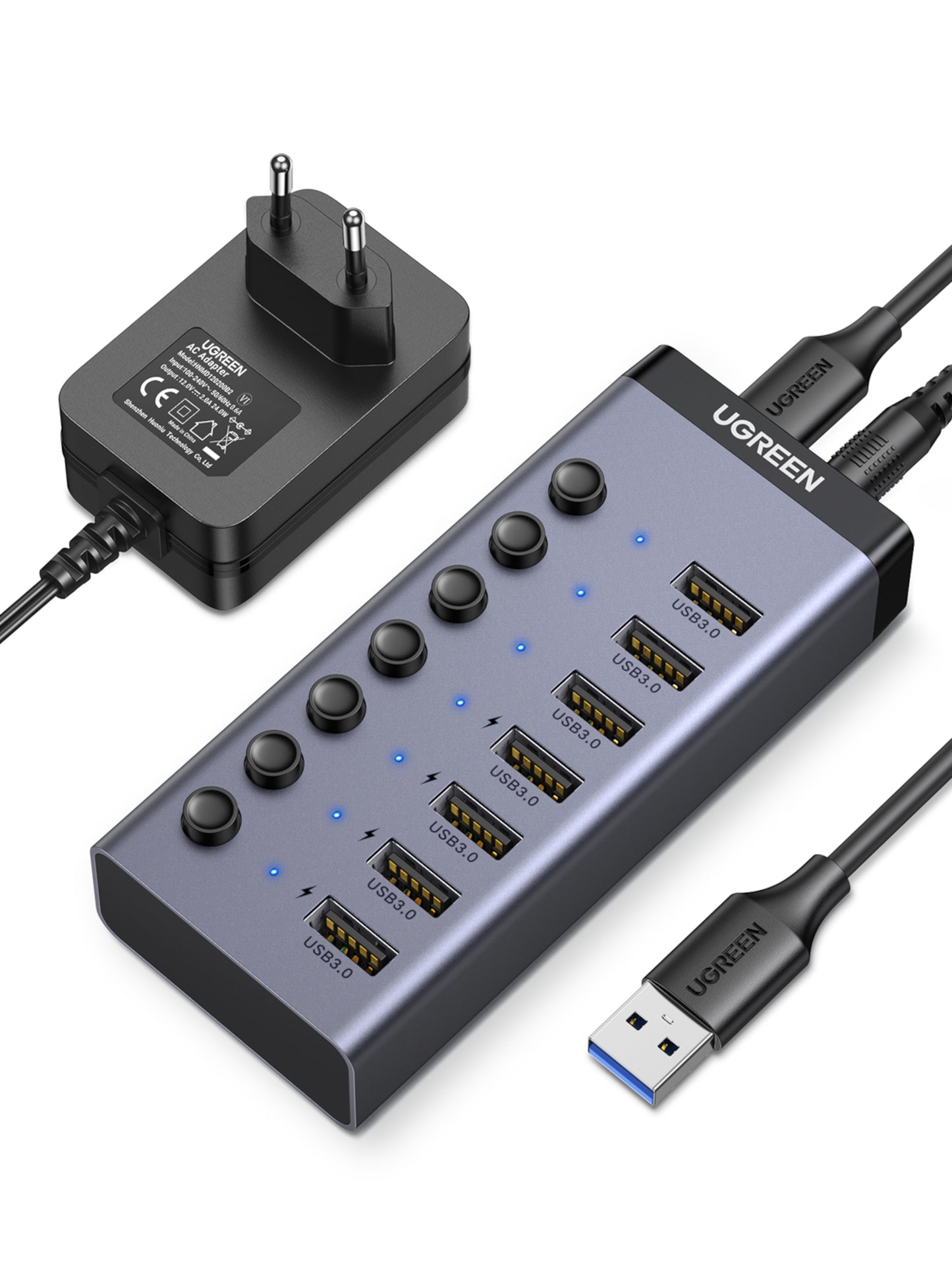 UGreen 7 in 1 USB 3.0 Hub-Grey-0