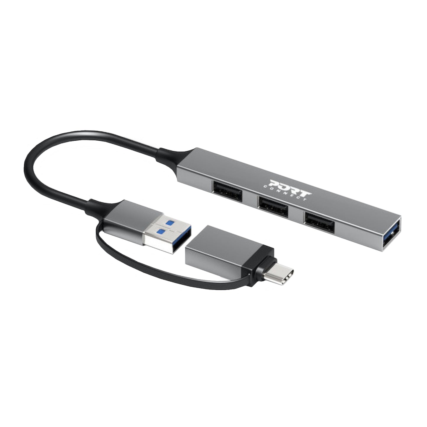 Port Connect USB Type-C to 4-port USB-A 3.0/2.0 Hub-1