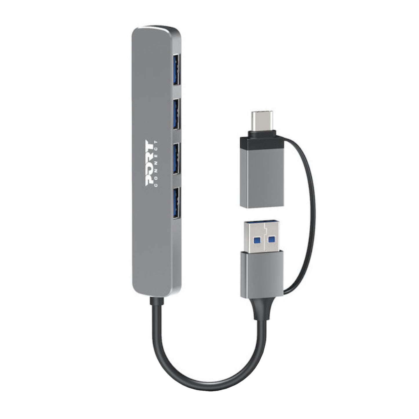 Port Connect USB Type-C to 4-port USB-A 3.0 Hub-0