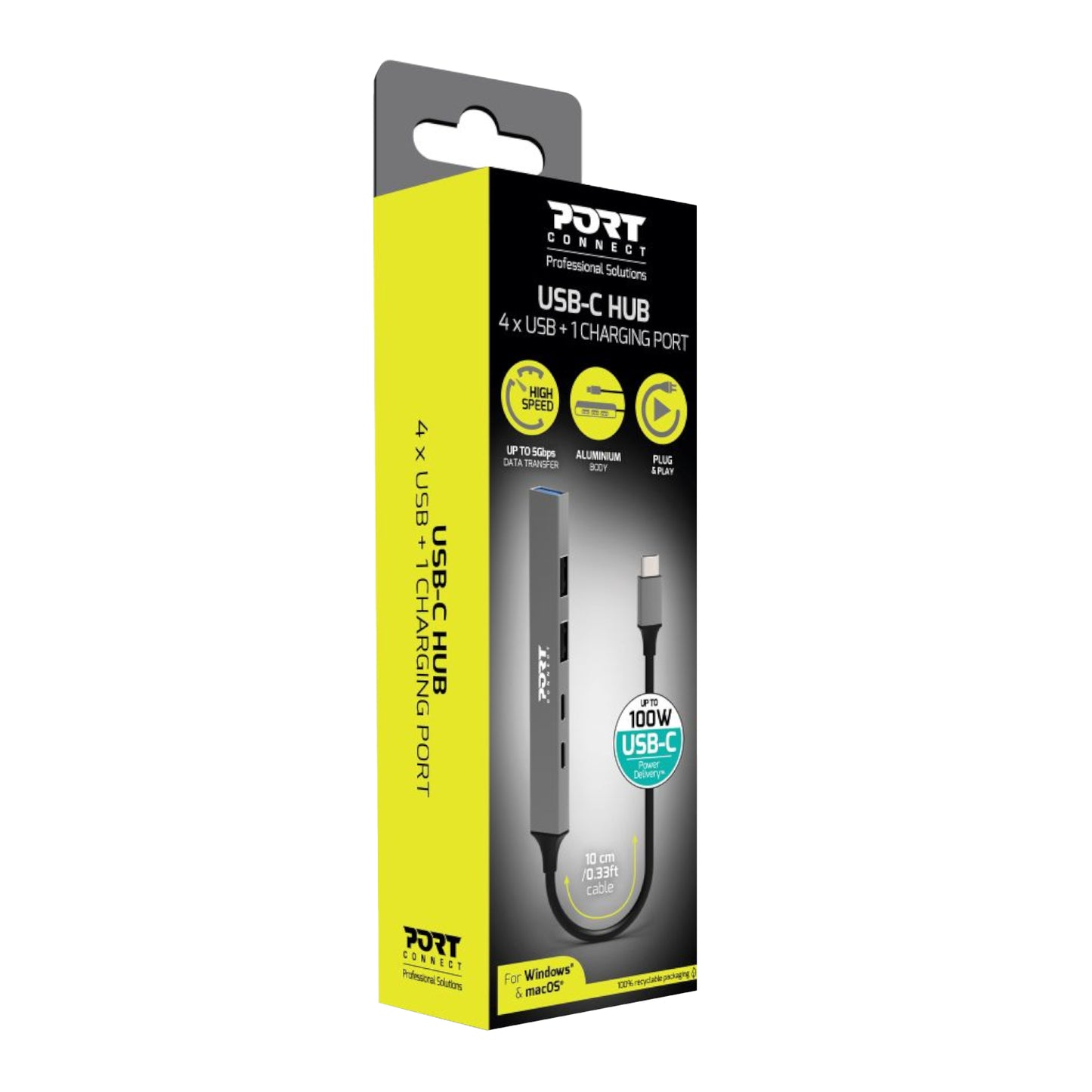 Port USB Type-C Hub 4 x USB + 1 x Charging Port-3
