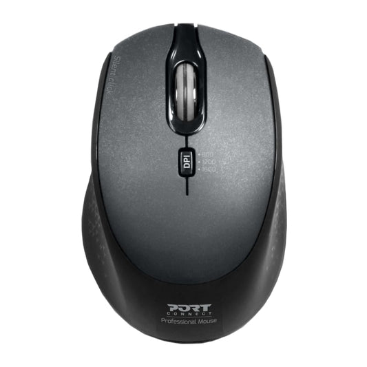 Port Connect Silent 1600DPI 3 Button Wireless Mouse - Black-0
