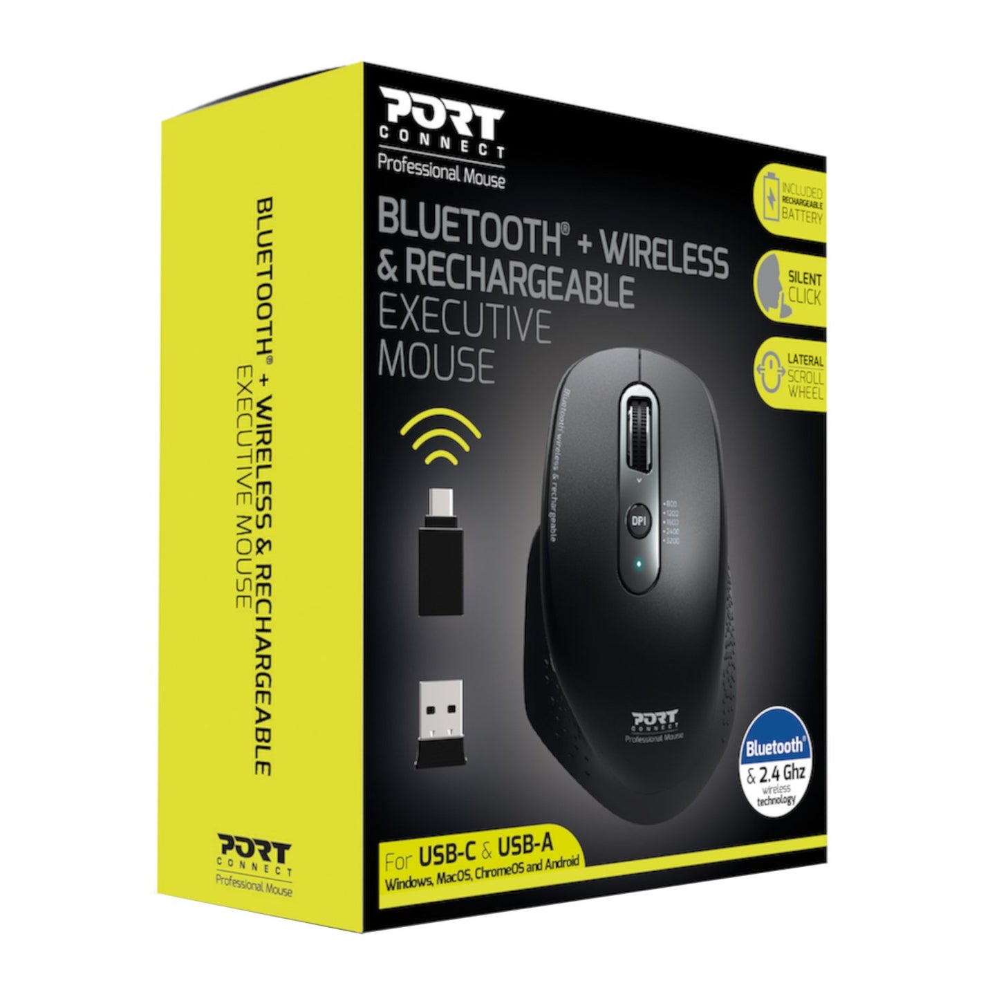 Port Connect Bluetooth Wireless and Rechargeable Executive Mouse - Black-4