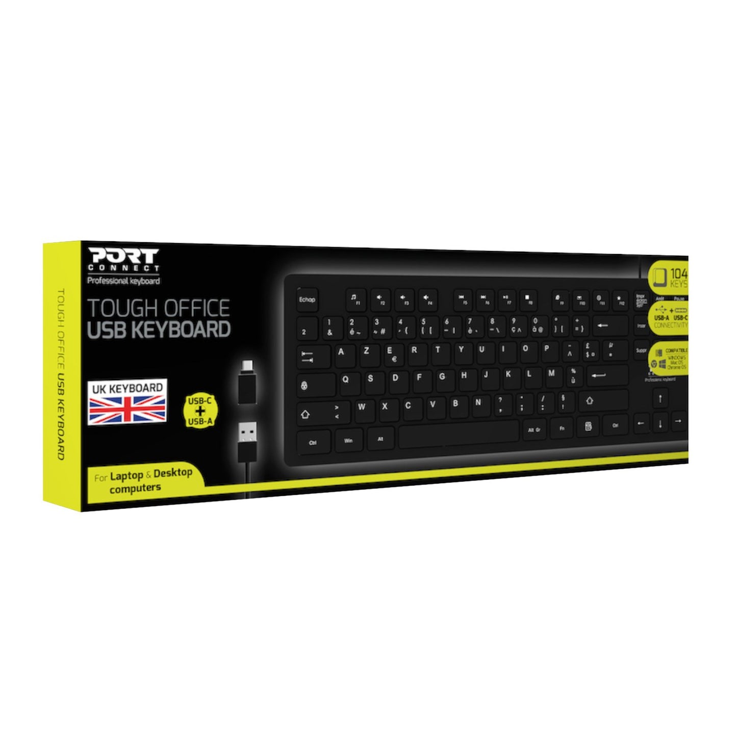 Port Connect Tough Office USB Keyboard - Black-4