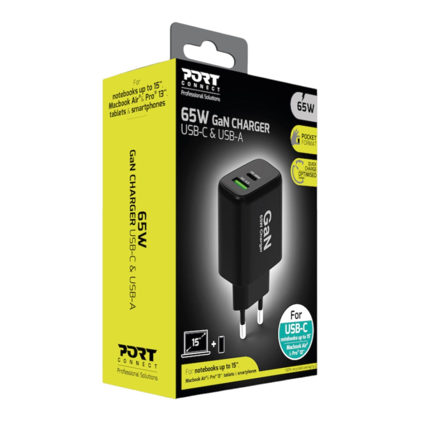 Port Connect 65W GaN Type-C and USB-A Fast Charger-6