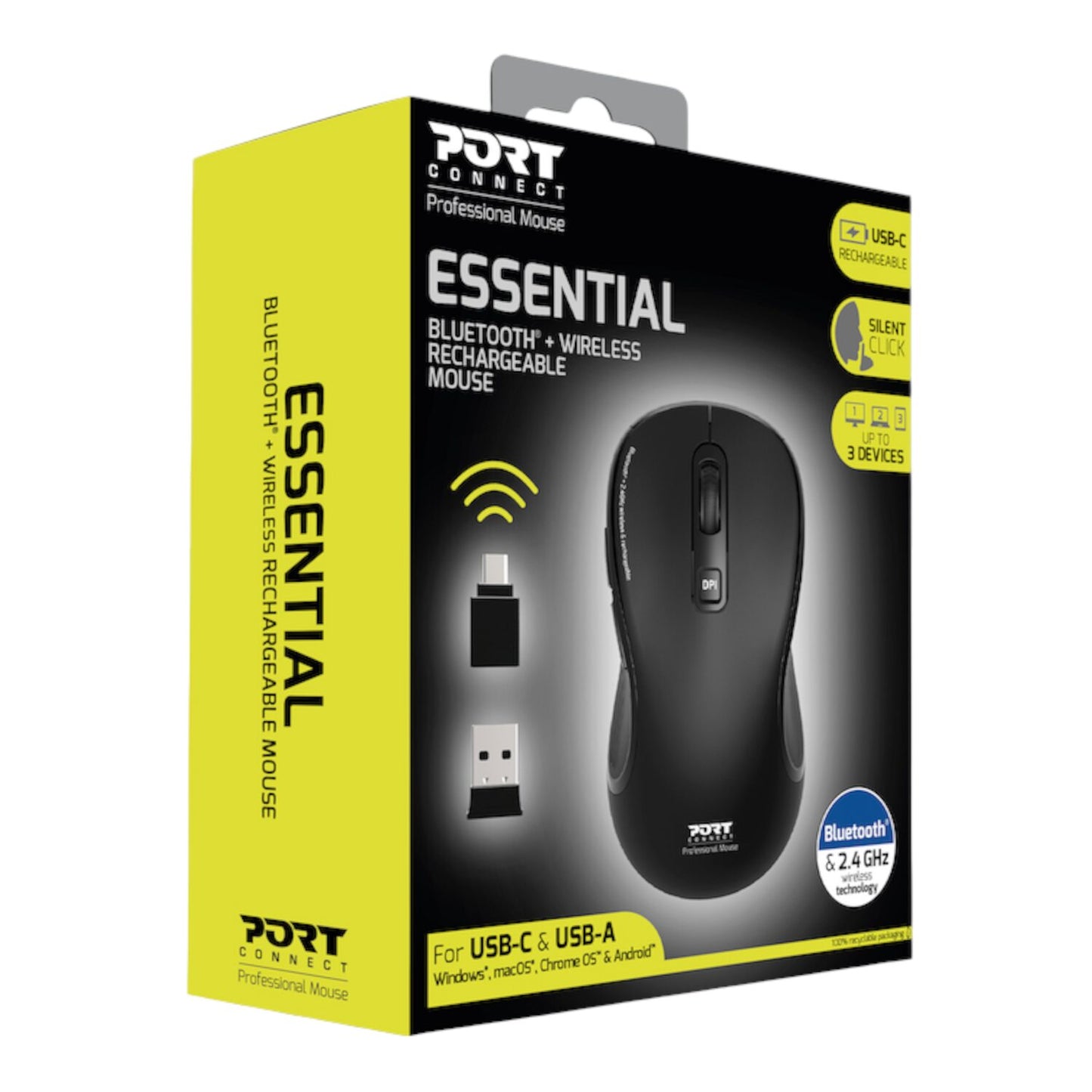 Port Connect Essential Bluetooth Wireless Rechargeable Mouse-5