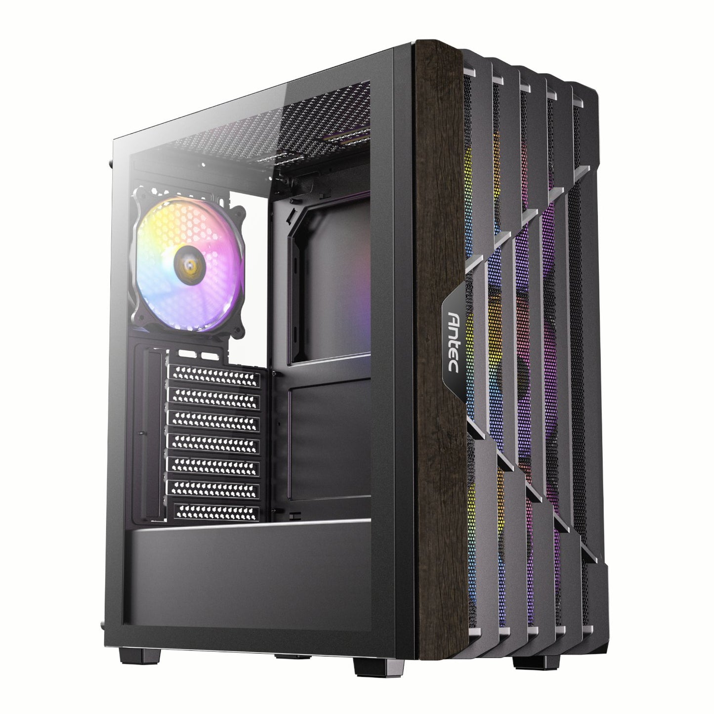 Antec AX63 Wood ARGB ATX Mid Tower Gaming Chassis - Black-0