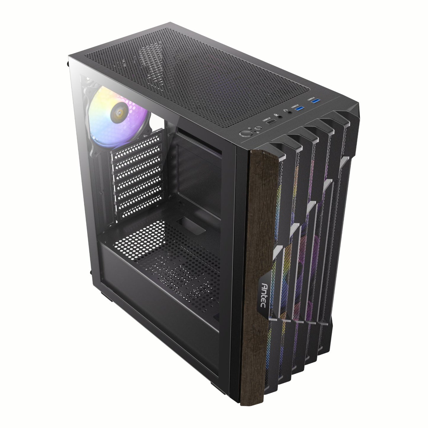 Antec AX63 Wood ARGB ATX Mid Tower Gaming Chassis - Black-3