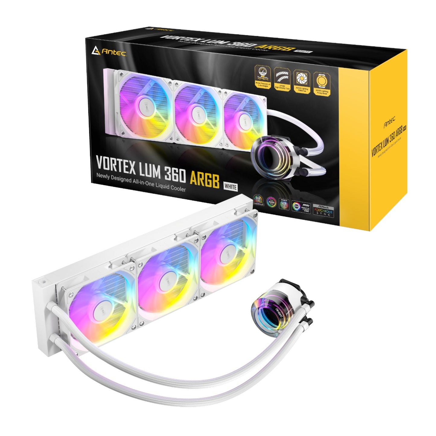 Antec VORTEX LUM 360 ARGB AIO CPU Liquid Cooler - White-0