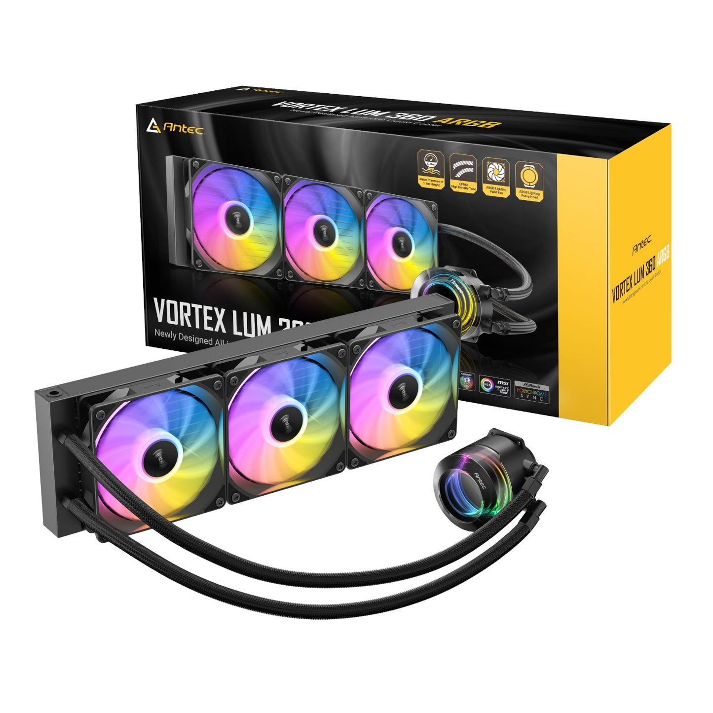 Antec VORTEX LUM 360 ARGB AIO CPU Liquid Cooler - Black-0