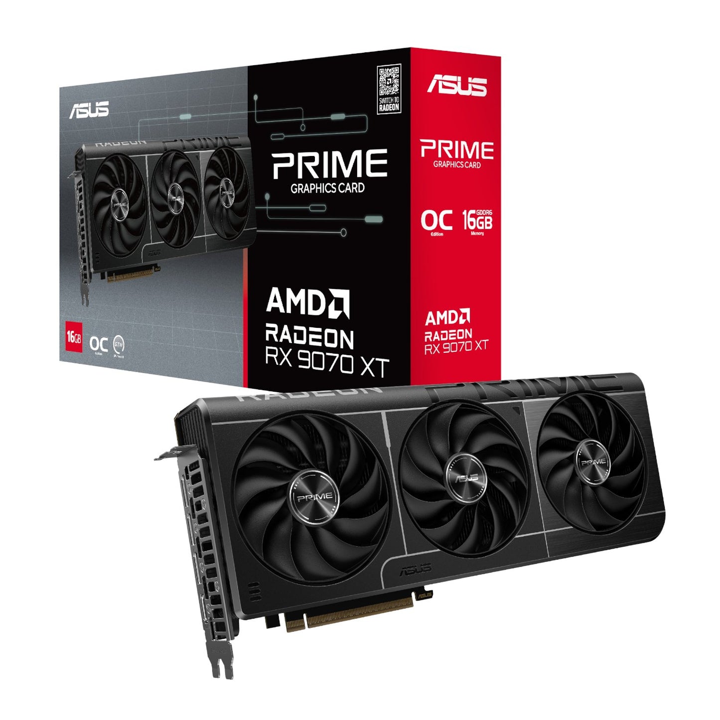 Asus Prime Radeon RX9070 XT OC Edition 16GB GDDR6 Graphics Card-0