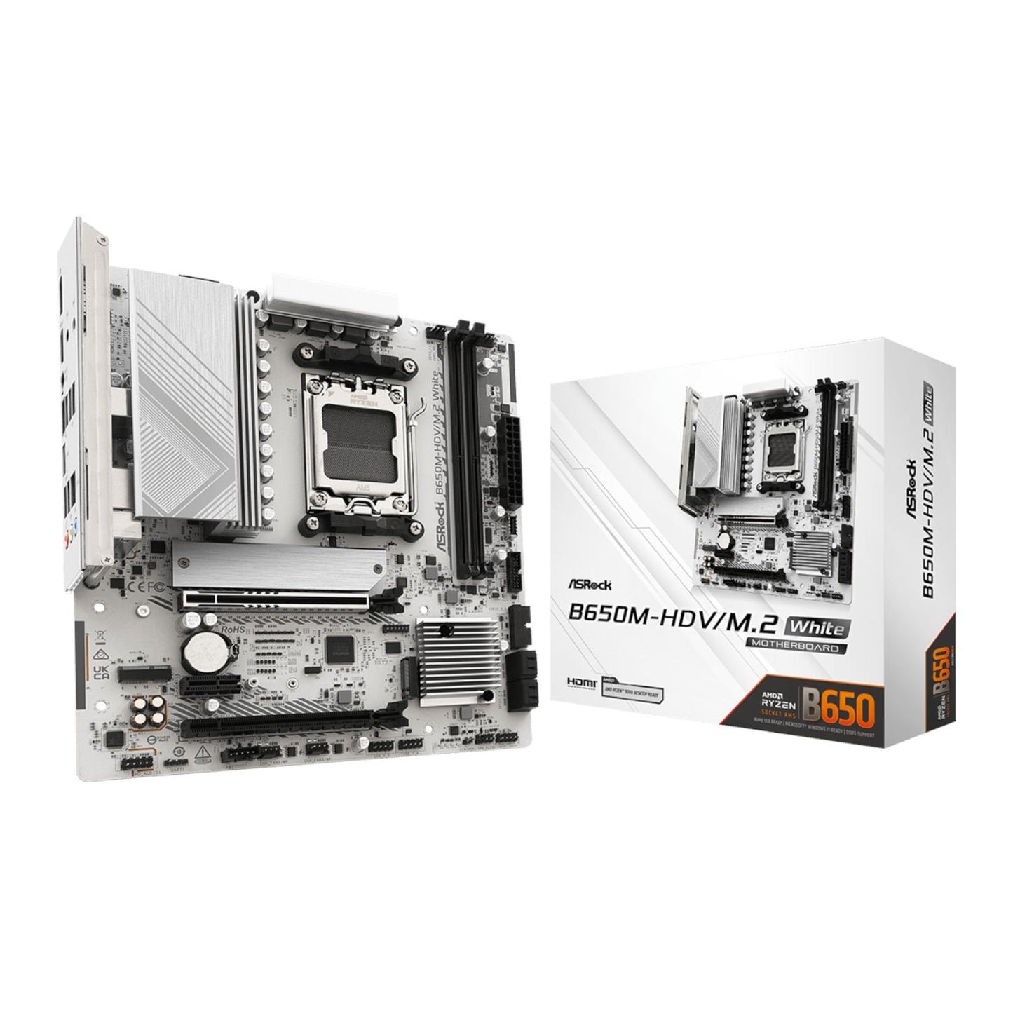 ASRock B650M-HDV/M.2 AM5 Micro-ATX Motherboard - White-0