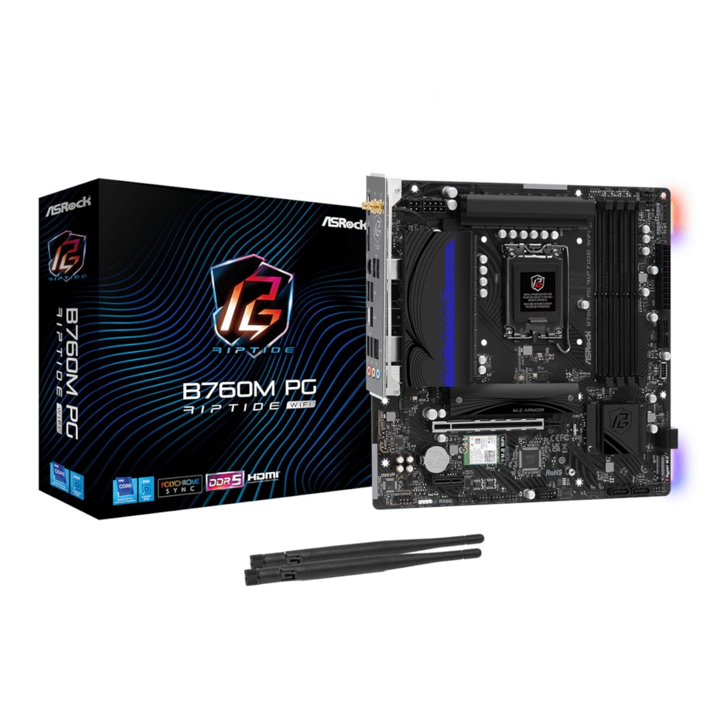 ASRock B760M PG Riptide Wi-Fi Intel LGA1700 Micro-ATX Motherboard-0