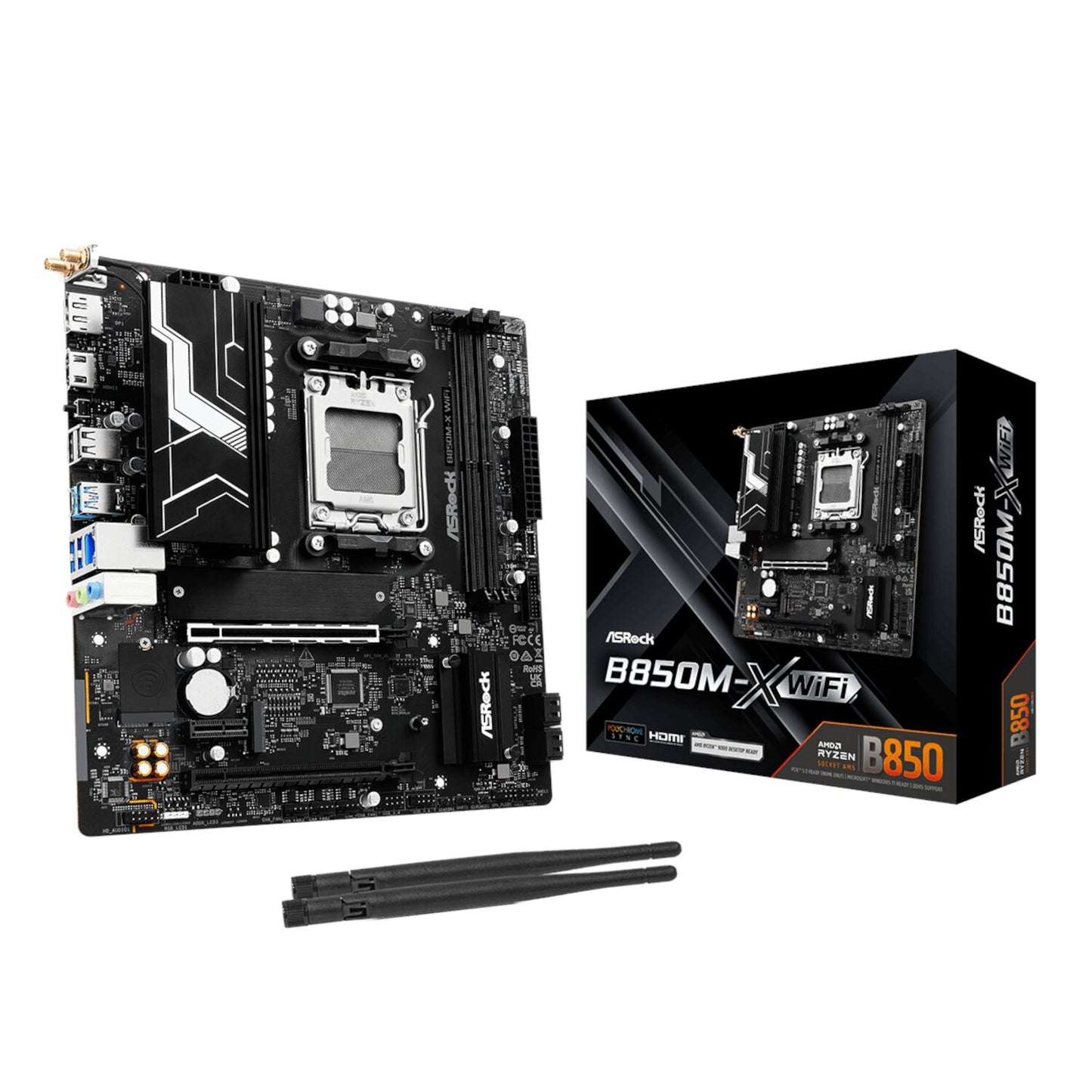 ASRock B850M-X WiFi AM5 Micro ATX Motherboard (DDR5, PCIe 5.0, Wi-Fi 6E)-0