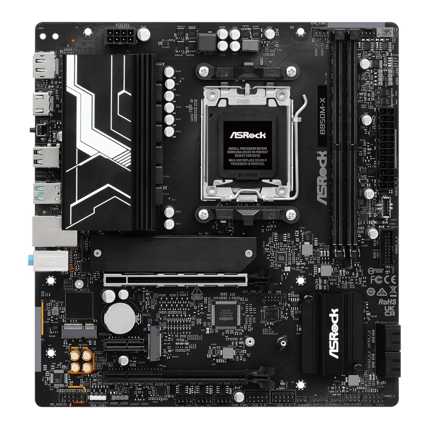 ASRock B850M-X WiFi AM5 Micro ATX Motherboard (DDR5, PCIe 5.0, Wi-Fi 6E)-1