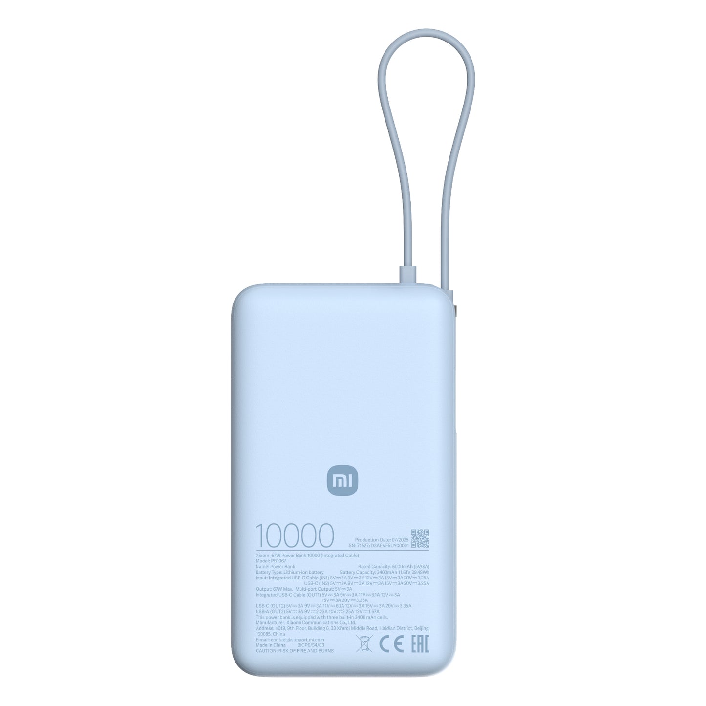 Xiaomi 67W Power Bank 10000mAh (Integrated Cable) - Ice Blue-0
