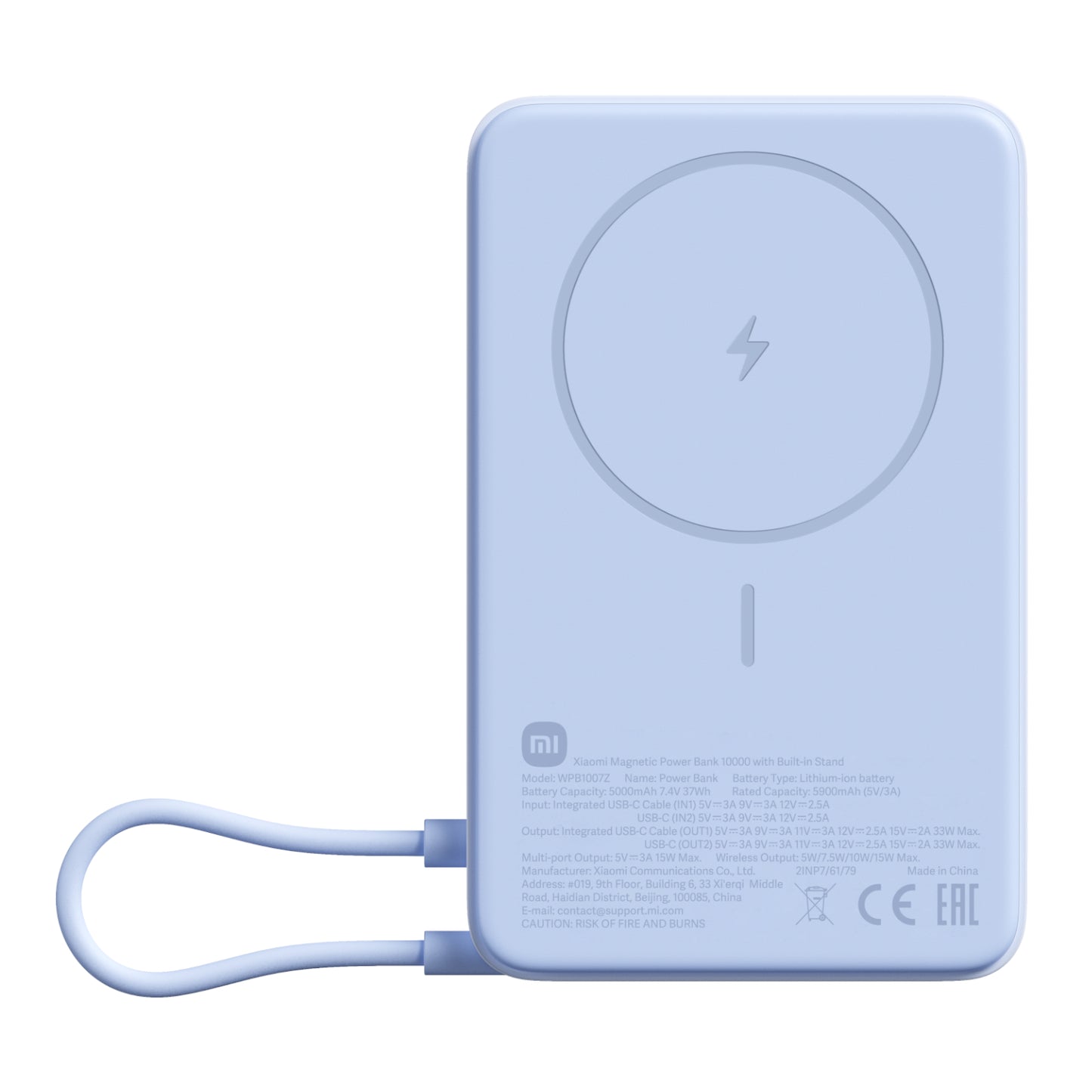 Xiaomi Magnetic Power Bank 10000mAh with Built-in Stand - Blue-0