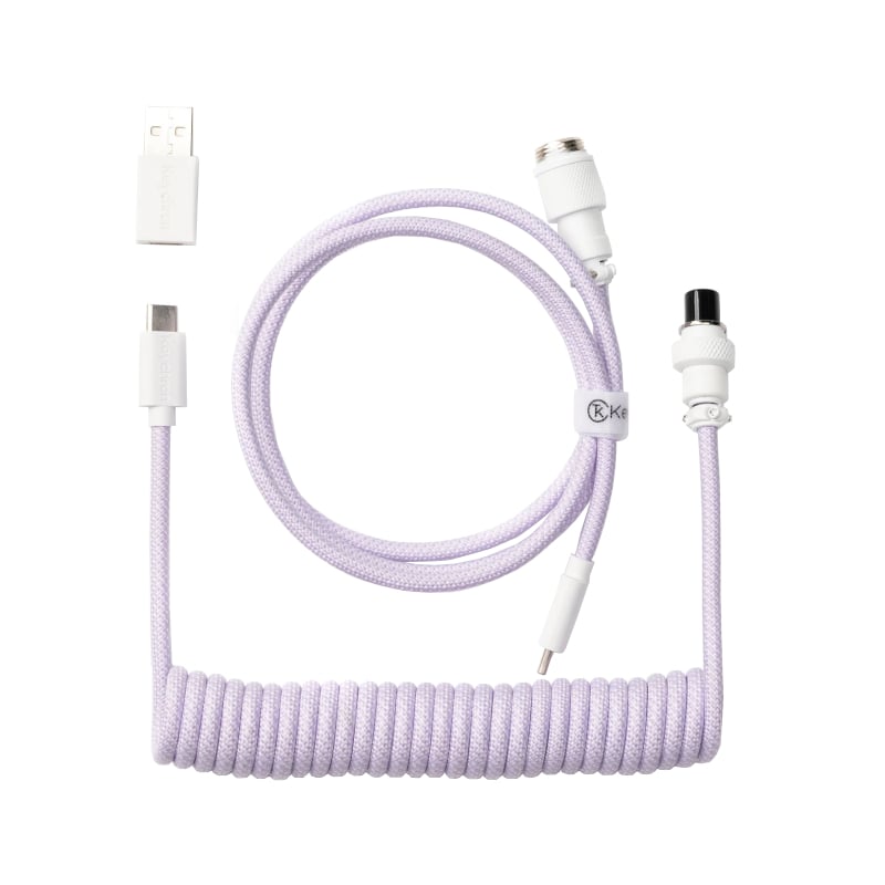Keychron Coiled Aviator Cable - Light Purple/Straight-1
