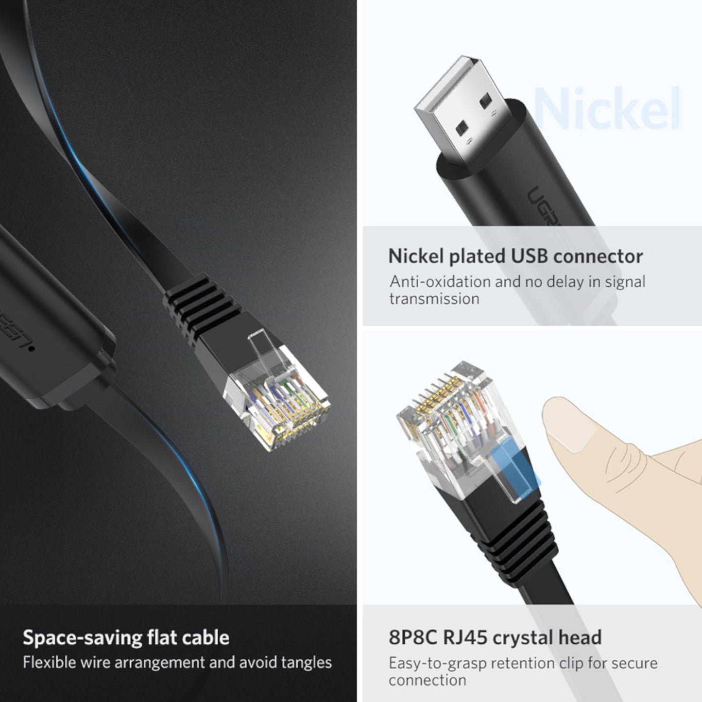 UGREEN USB-A to RJ45 Console Cable 1.5m-1