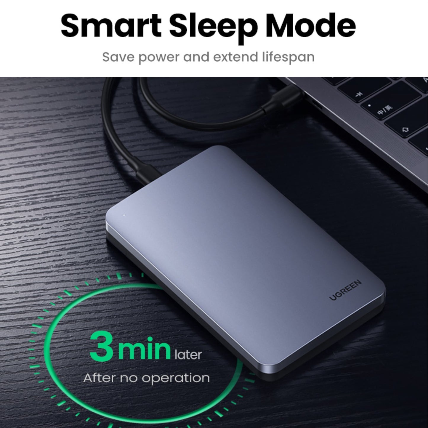 UGreen CM300 2.5 inch USB Type-C Hard Drive Enclosure - Silver-1