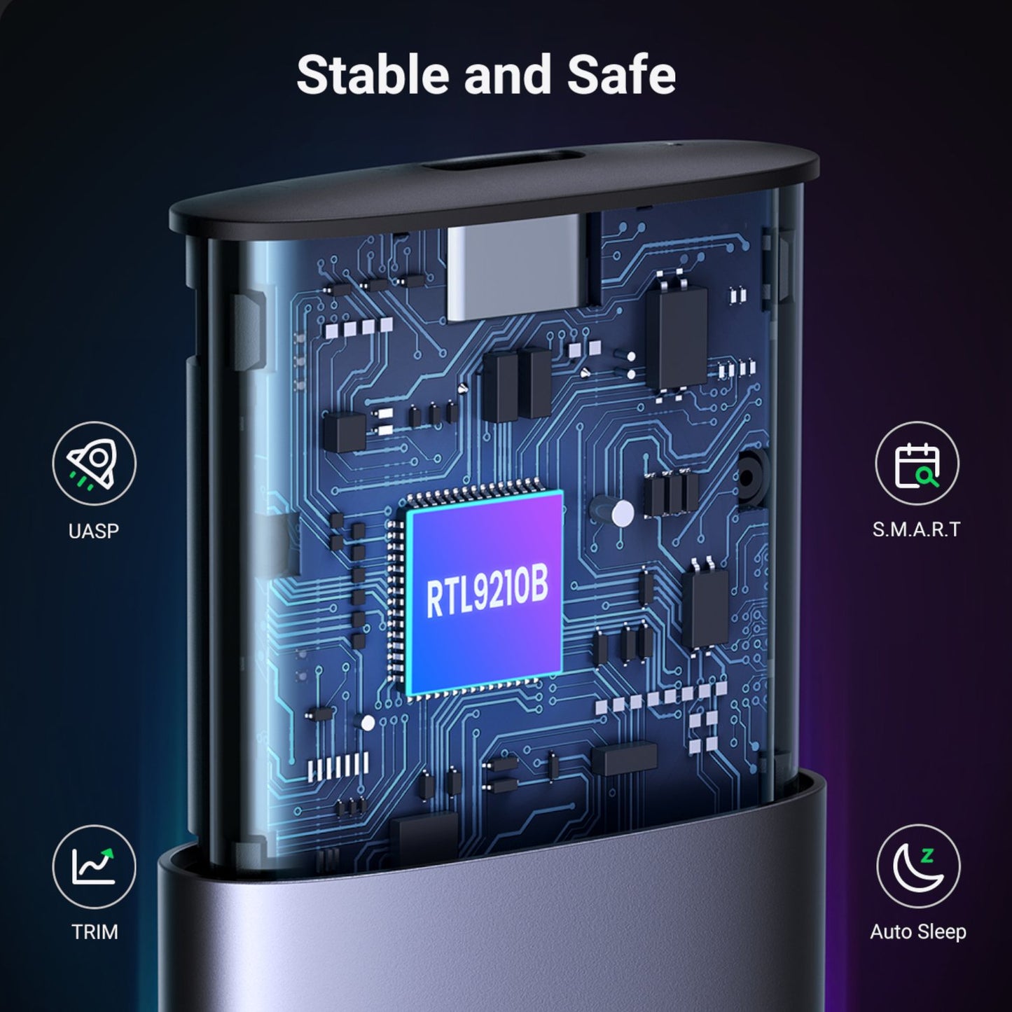 UGREEN CM400-90264 M.2 NVME/SATA SSD Enclosure (10Gbps) - Silver-4