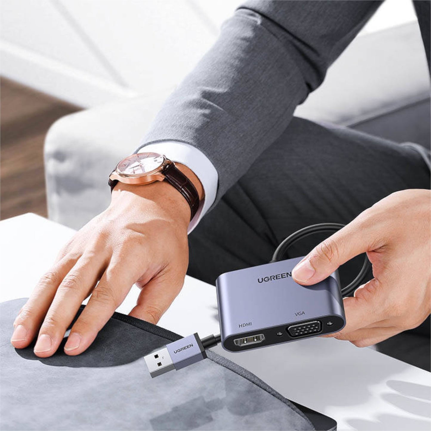 UGreen CM449 USB-A to HDMI + VGA 1080P Display Adapter-4