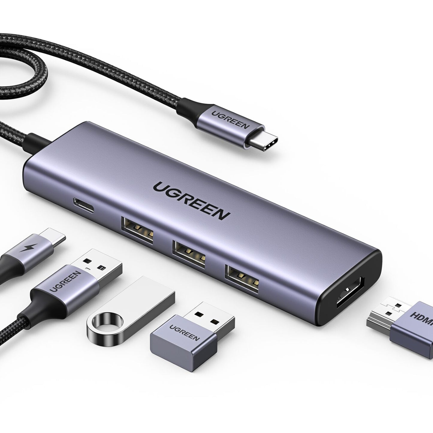 UGREEN Revodok 5-in-1 Type-C Hub | 4K HDMI | Type-C | USB3.0-3