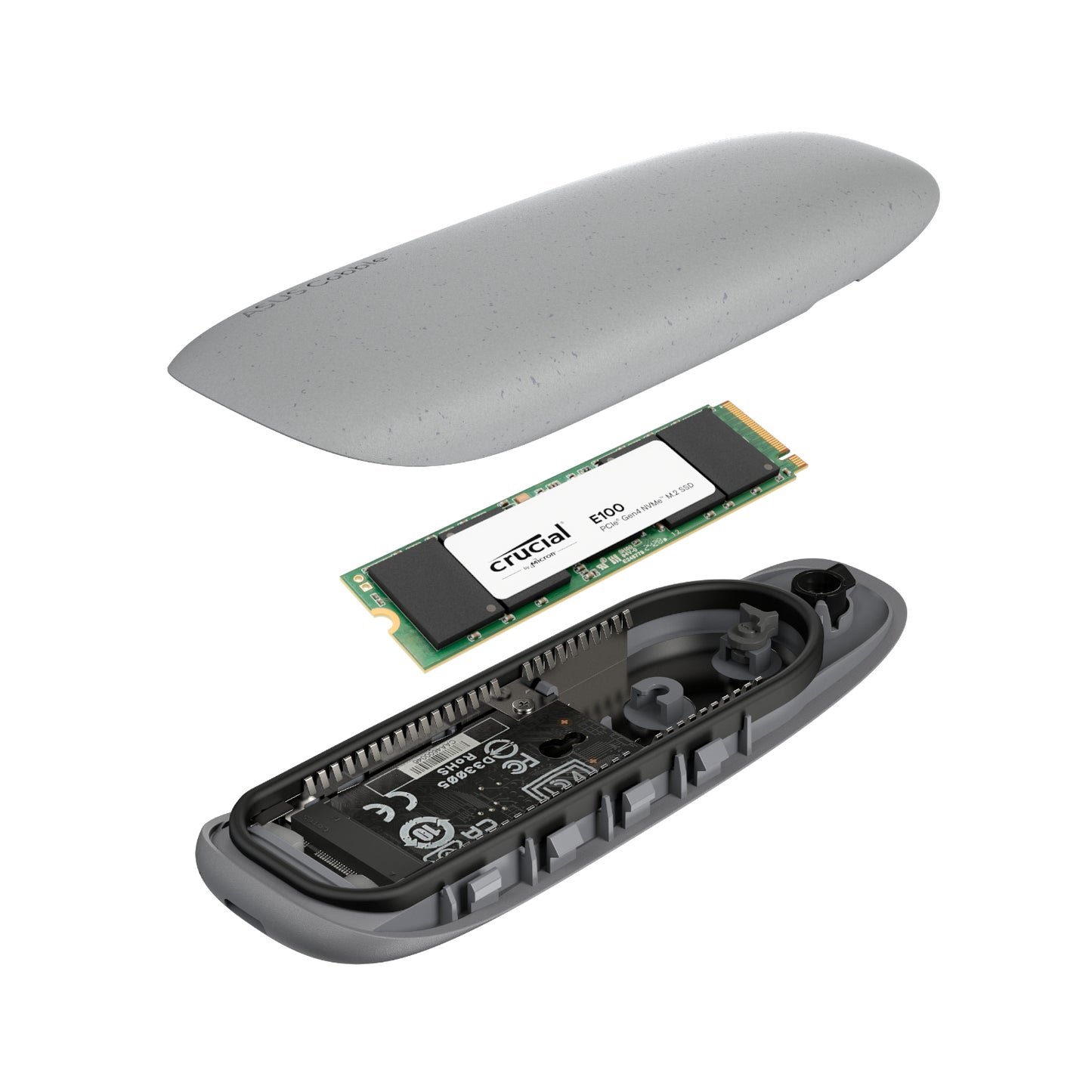 Asus Cobble M.2 SSD Type-C Enclosure and Crucial E100 1TB NVMe Bundle - Grey-4