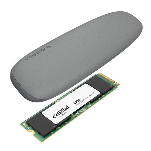 Asus Cobble M.2 SSD Type-C Enclosure and Crucial E100 2TB NVMe Bundle - Grey-0