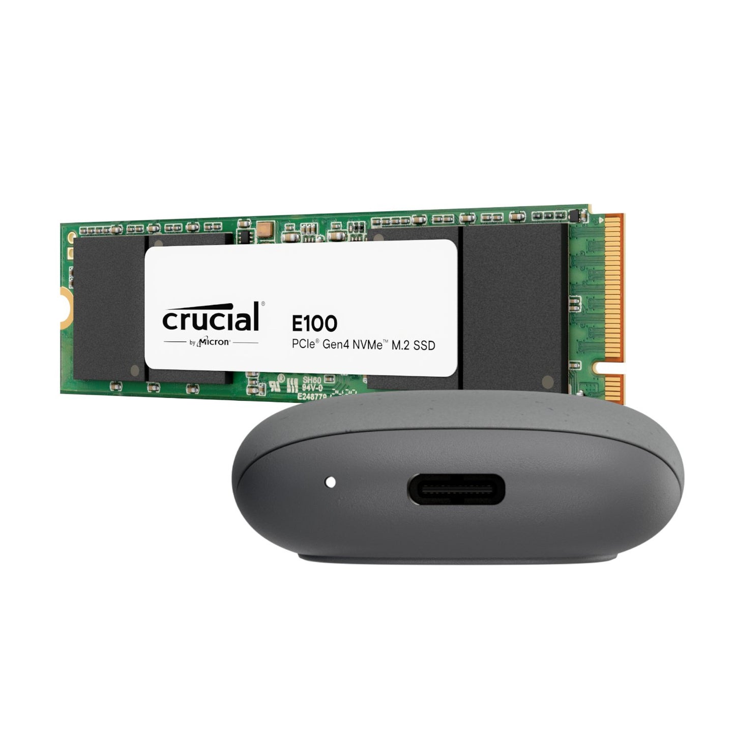 Asus Cobble M.2 SSD Type-C Enclosure and Crucial E100 2TB NVMe Bundle - Grey-3