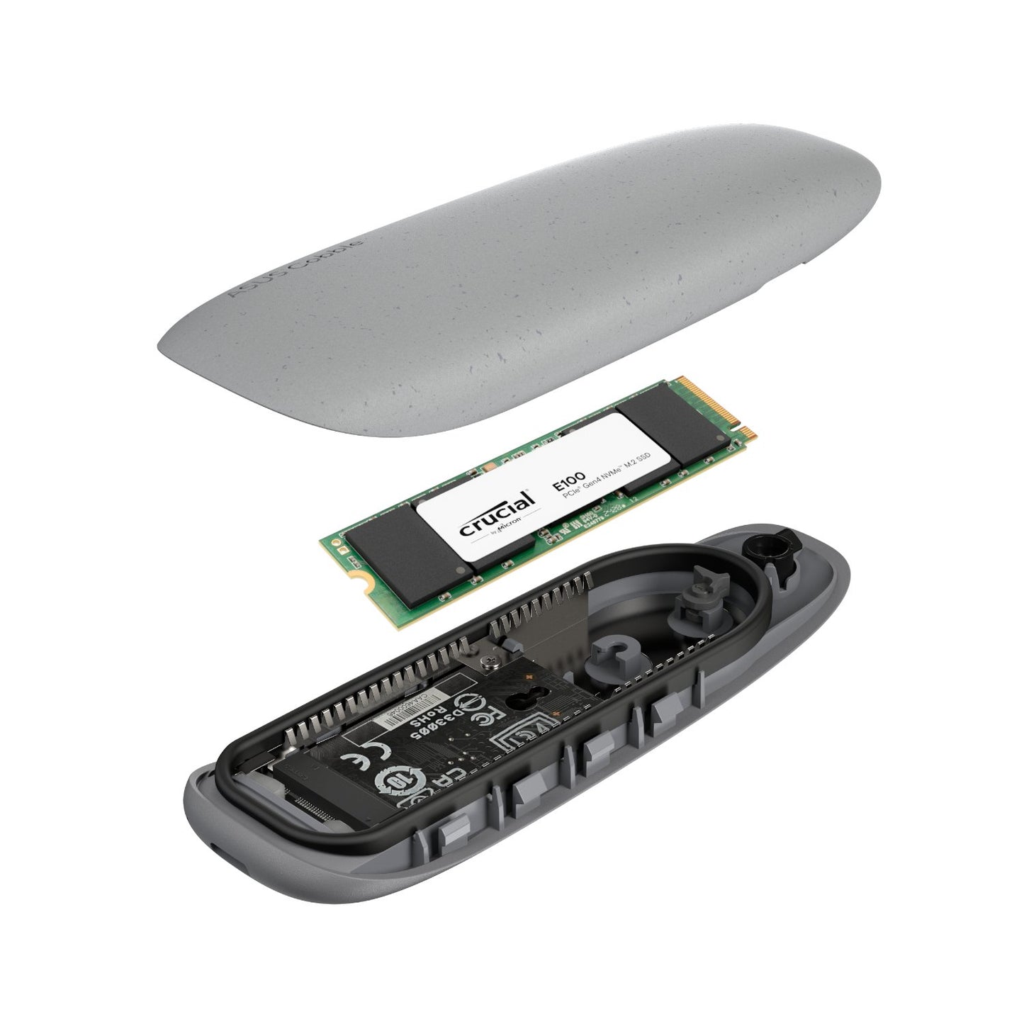 Asus Cobble M.2 SSD Type-C Enclosure and Crucial E100 2TB NVMe Bundle - Grey-4