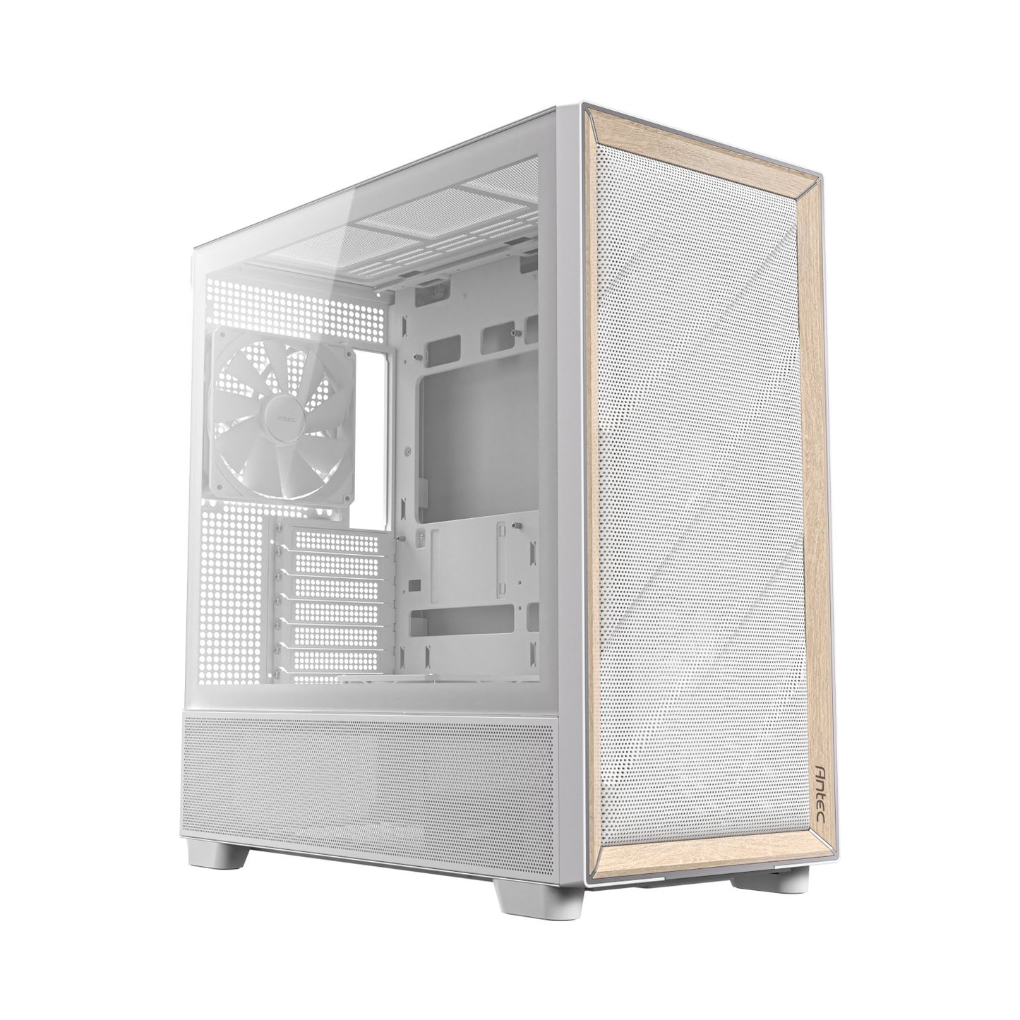Antec FLUX Mid-Tower E-ATX Gaming Chassis Wood Front Panel - White-0