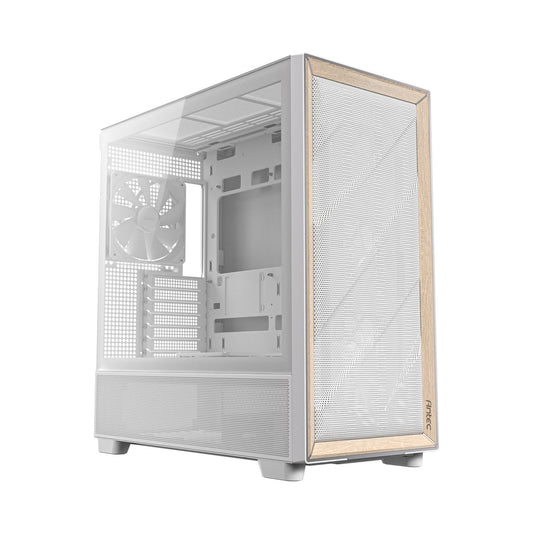 Antec FLUX Mid-Tower E-ATX Gaming Chassis Wood Front Panel - White-0