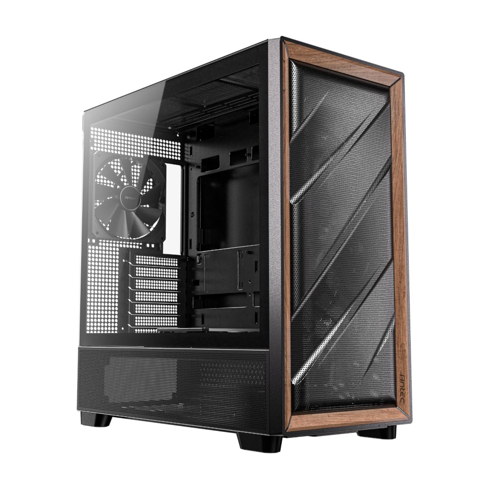 Antec FLUX ATX WOOD Mid Tower Gaming Chassis – Black-0