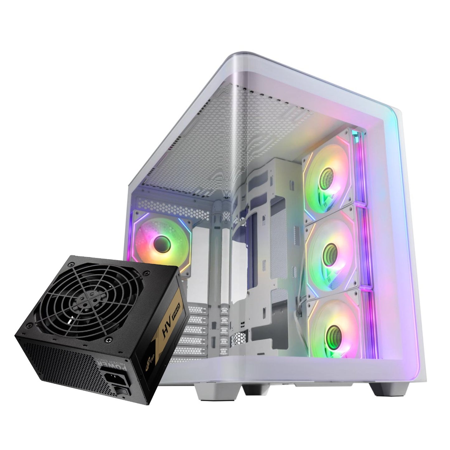 FSP M580 ATX White Gaming Chassis and HV Pro 650W Power Supply Bundle-0