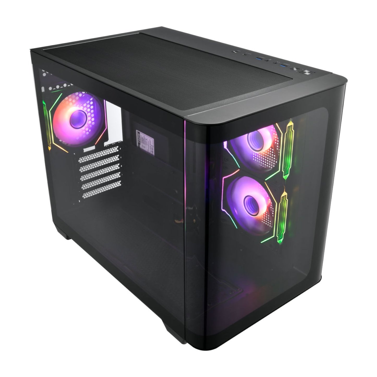 FSP S380 ARGB M-ATX Mid Tower Gaming Chassis - Black-2