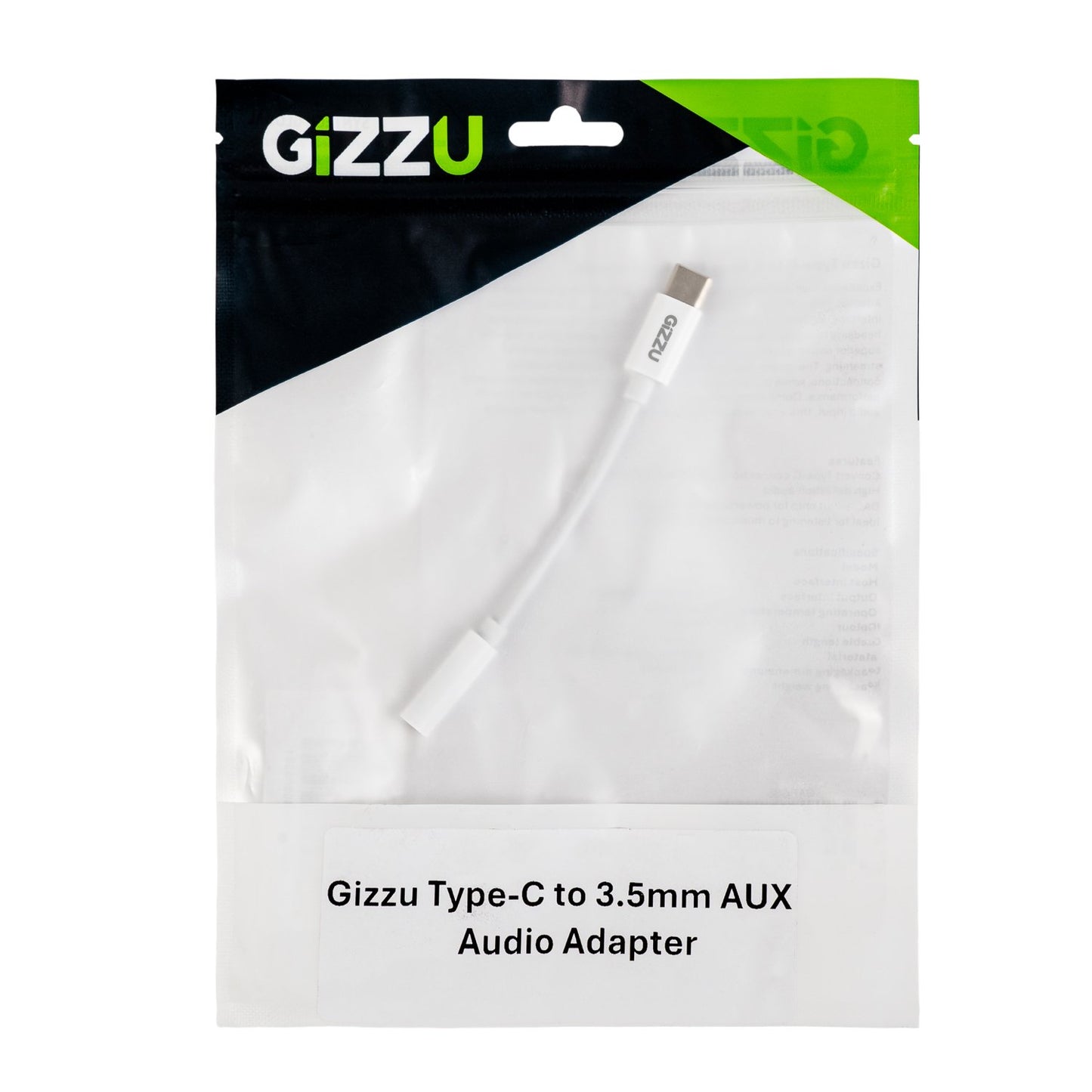 Gizzu USB Type-C to 3.5mm AUX Audio Adapter - White-3