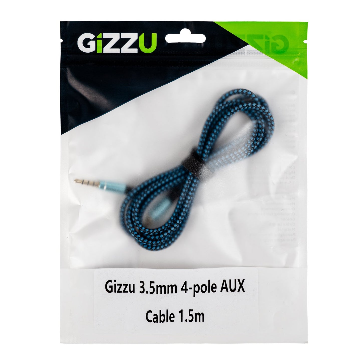 Gizzu 3.5mm AUX Cable 1.5m - Black/Blue-3