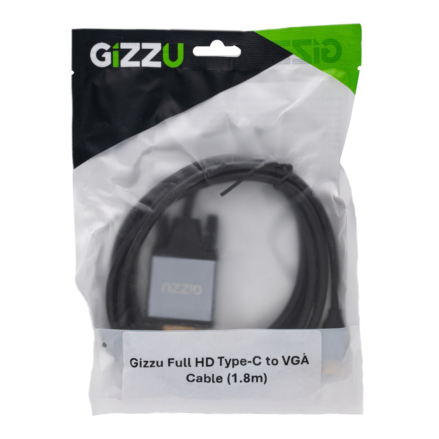 Gizzu Full HD Type-C to VGA Cable (1.8m) - Black-0