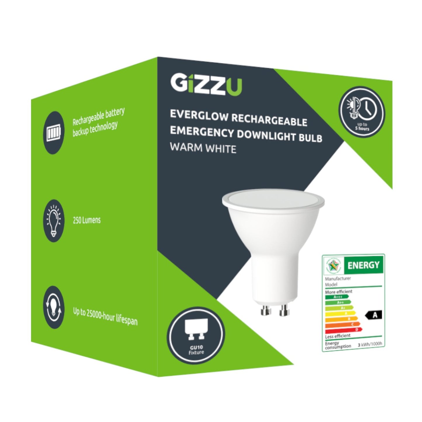 Gizzu Everglow Rechargeable Warm White Emergency Downlight Bulb-3