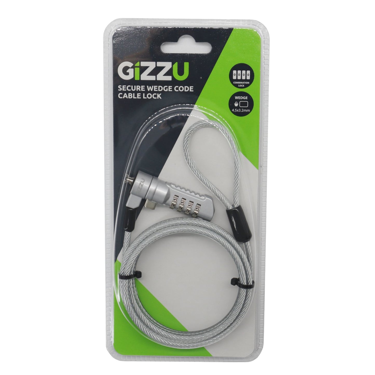 Gizzu Secure Wedge Code Cable Lock 1.8m-1