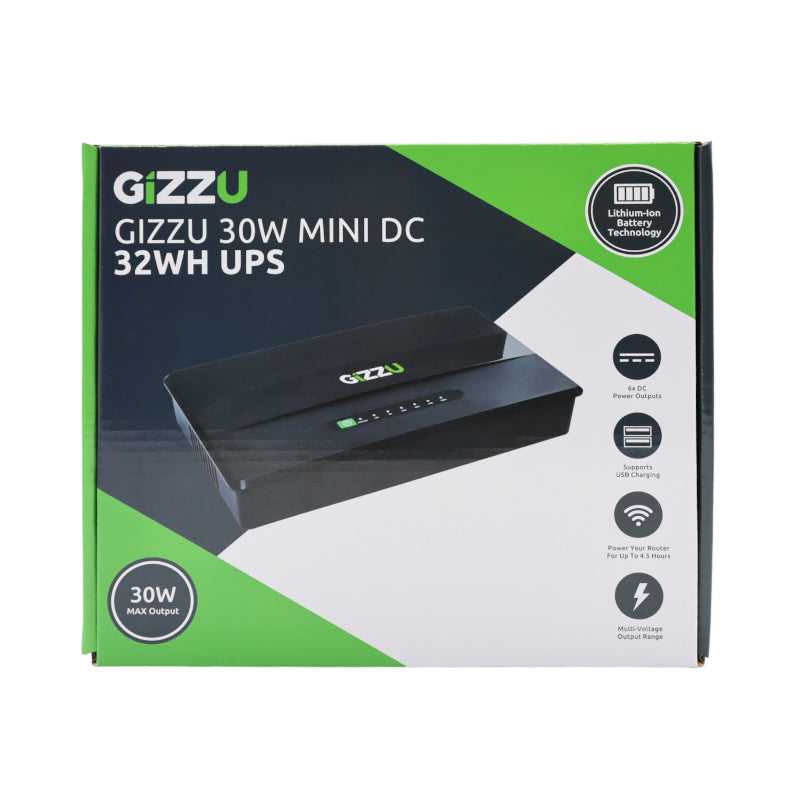 GIZZU 30W 32Wh 8800mAh Mini DC UPS Lithium - Black-1