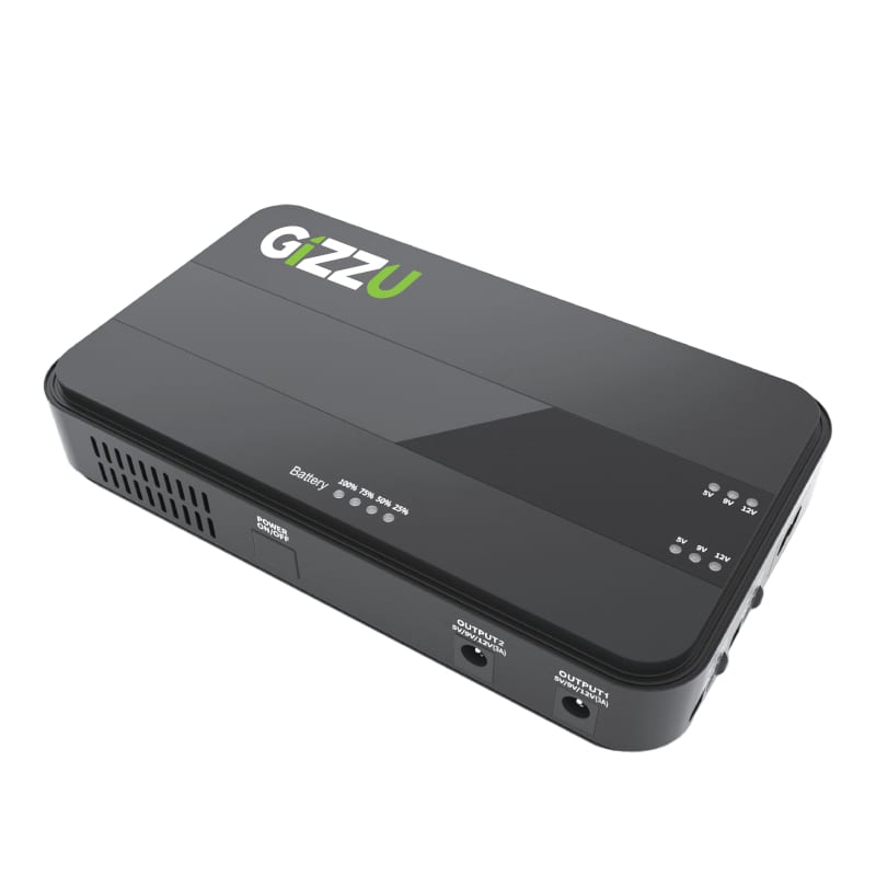 GIZZU 36W 32Wh 8800mAh Mini Dual DC UPS Lithium - Black-0