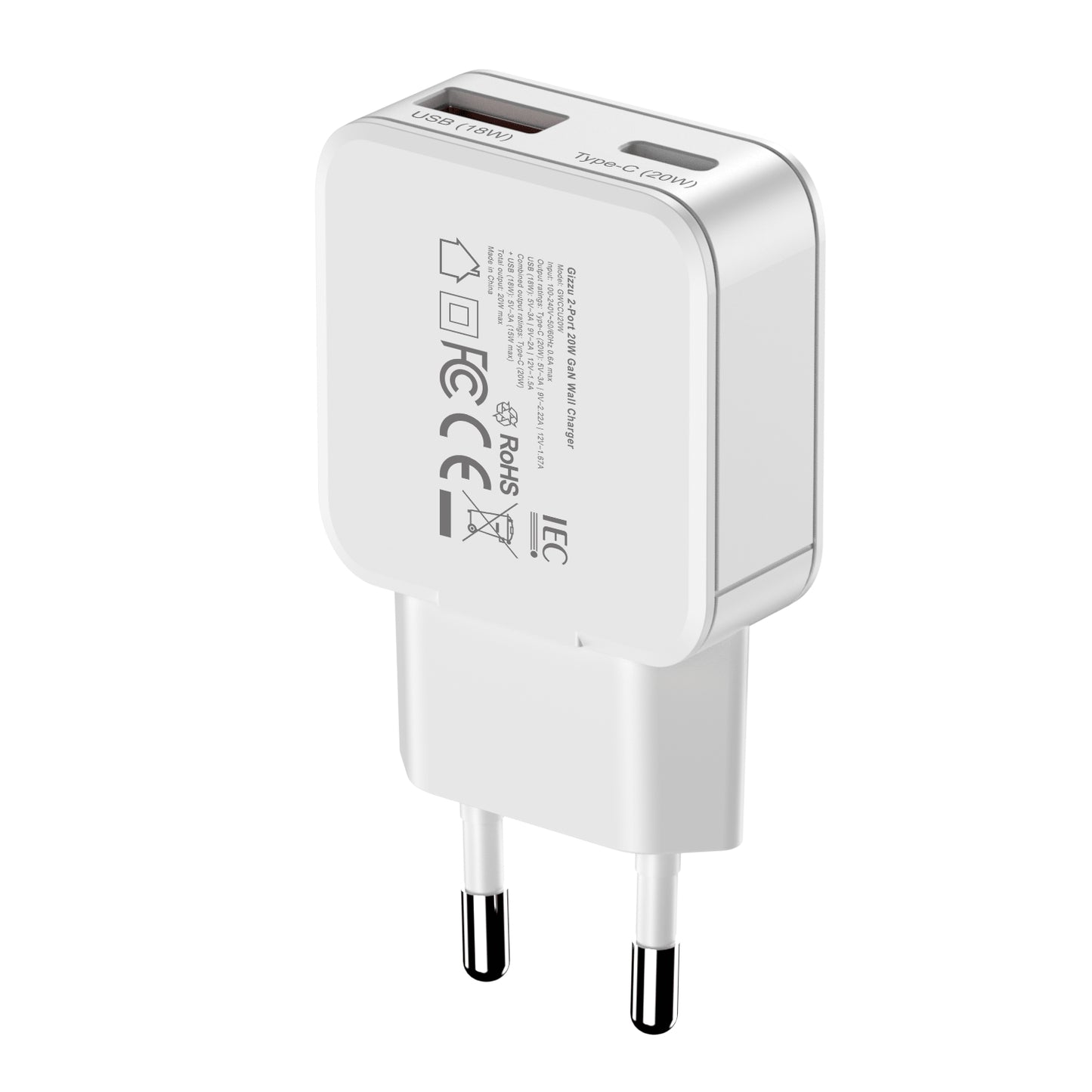 Gizzu 2-Port 20W GaN Wall Charger-4