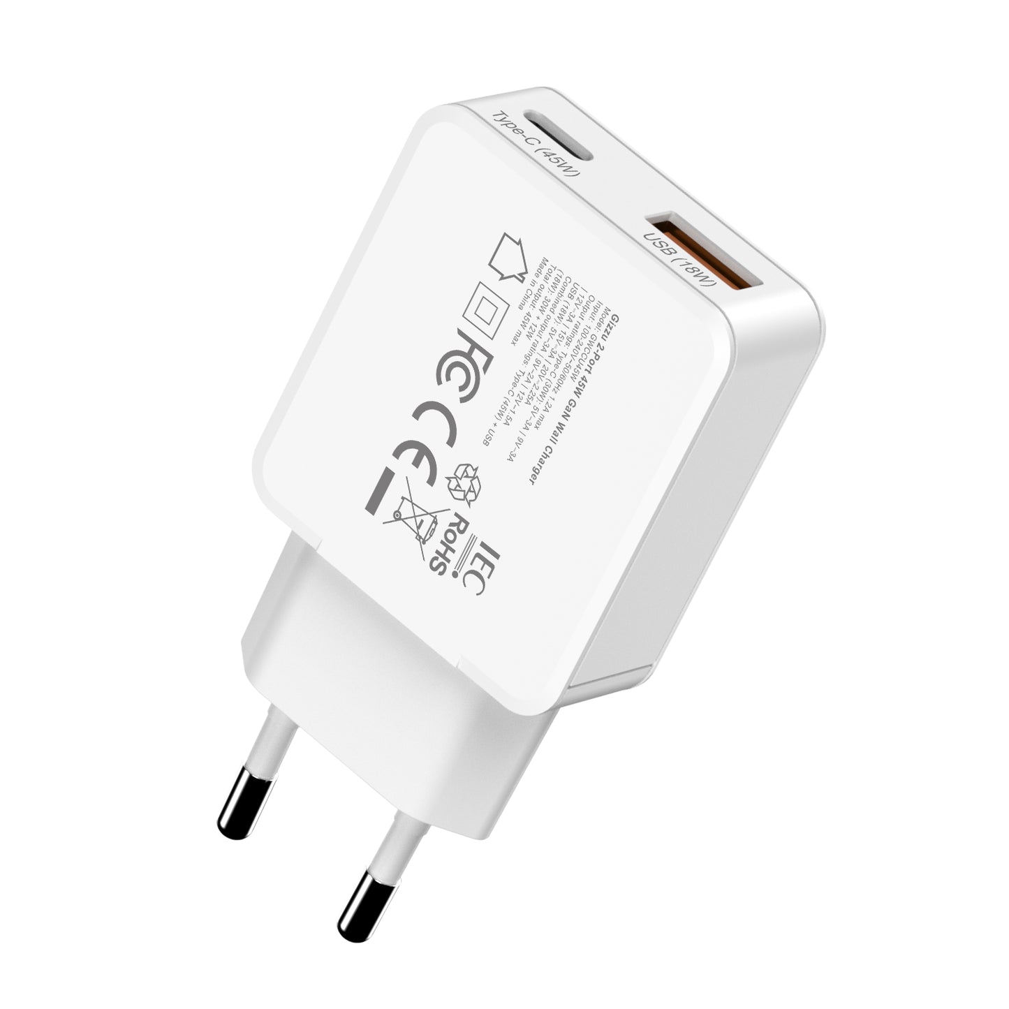 Gizzu 2-Port 45W GaN Wall Charger-3