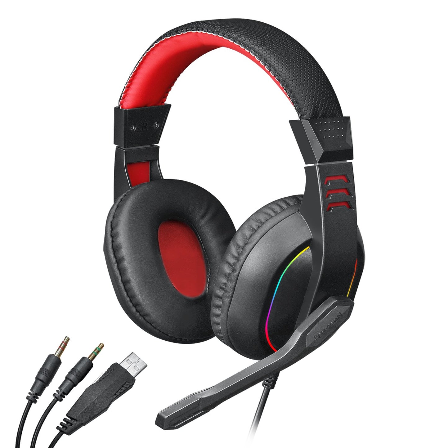 Redragon Over-Ear ARES Aux RGB Gaming Headset - Black-0