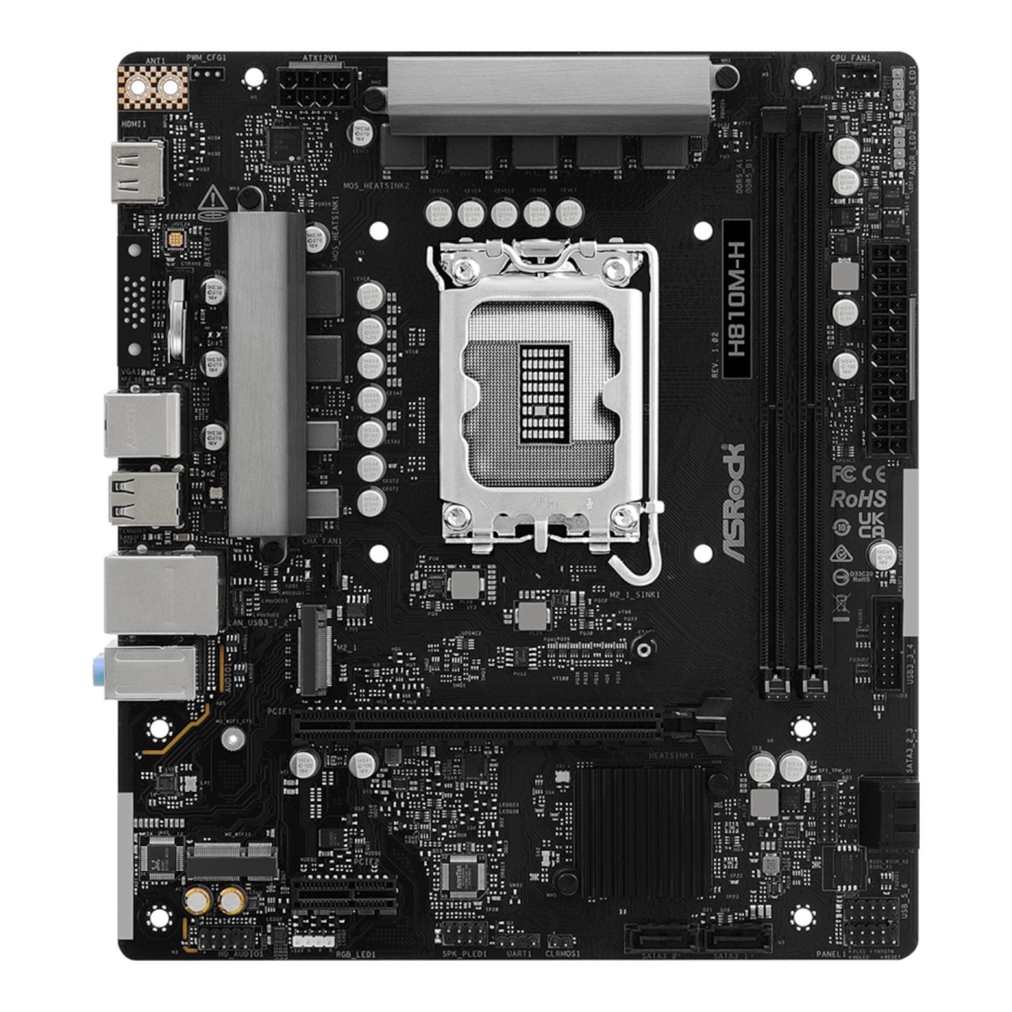 ASRock H810M-H Intel LGA1851 Micro ATX Motherboard - Black-1